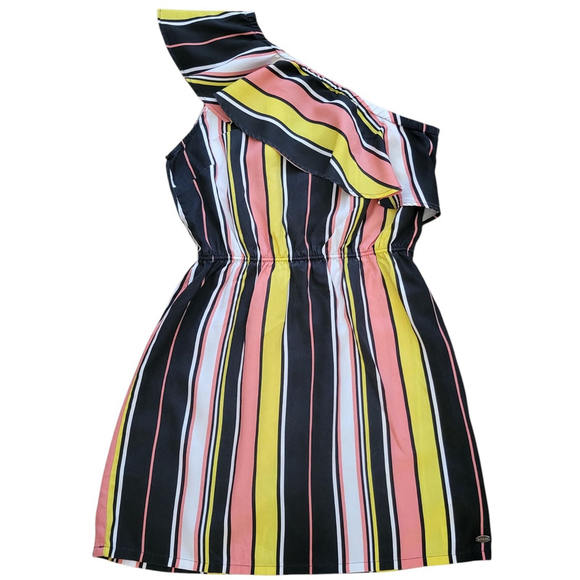 Guess Women's One Sleeve Multi-Color Stripes Knee Length Dress Size Medium - Picture 1 of 7